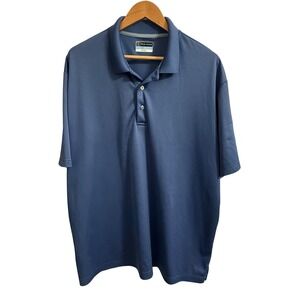 PGA Tour Airflux Mens XXL Blue Mesh Performance Golf Polo Shirt Short Sleeve